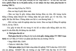 THÔNG BÁO Về việc nộp hồ sơ tuyển sinh vào lớp 10 trường THPT Hoàng Văn Thụ năm học 2023-2024