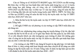 SỞ GD&amp;ĐT LẠNG SƠN CÔNG BỐ MÔN THI THỨ 3 KỲ THI TUYỂN SINH 10 NĂM HỌC 2026-2027 VÀ MA TRẬN ĐẶC TẢ, ĐỀ THAM KHẢO